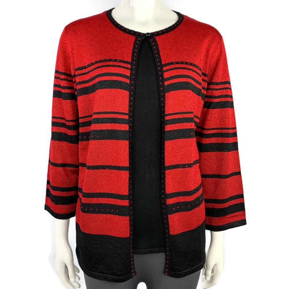 Alfred Dunner Classics Striped Layered Sweater